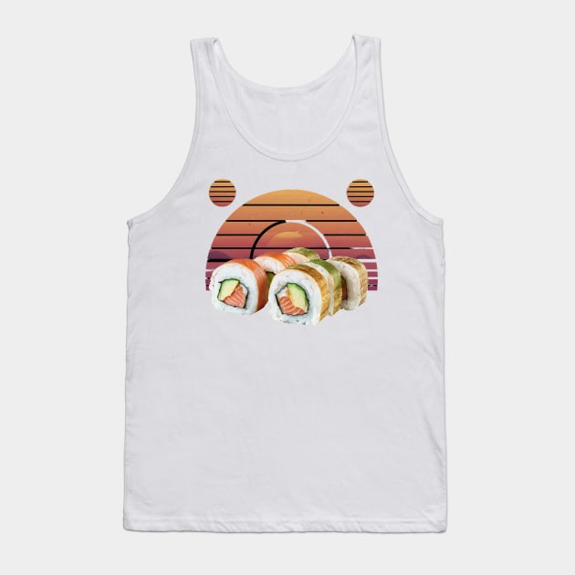 Retro sushi with vintage sunset for sushi lovers Tank Top by Spaceboyishere